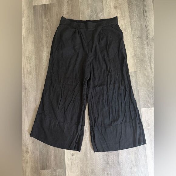 Banana Republic Wide Leg Pants Black Large Linen Rayon Classic - Picture 4 of 14